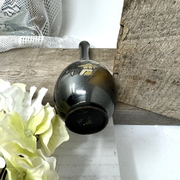 Vintage Metal Bud Vase Etched Mountain Design 6.5" - Picture 7 of 8